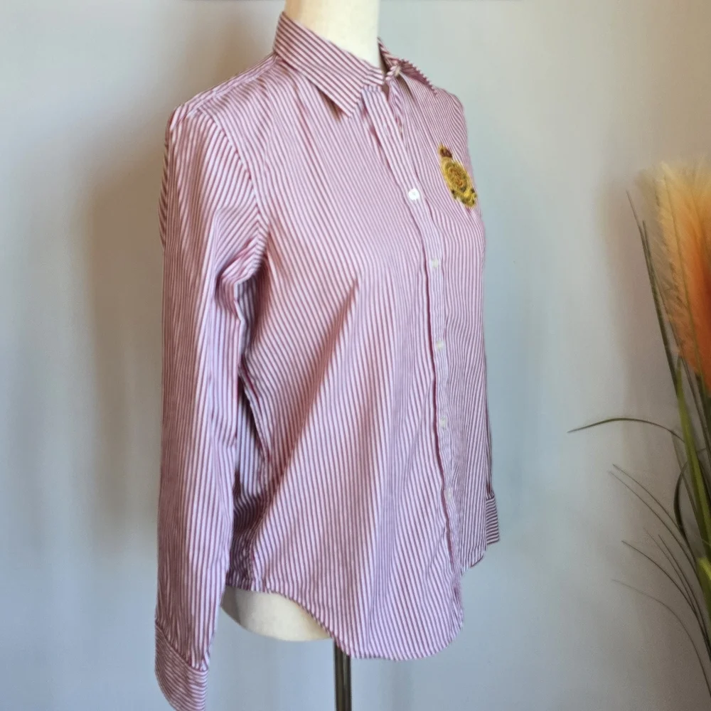 Ralph Lauren, LRL Relaxed Fit Striped Broadcloth Crest Logo Shirt, Size XS - Picture 6 of 11